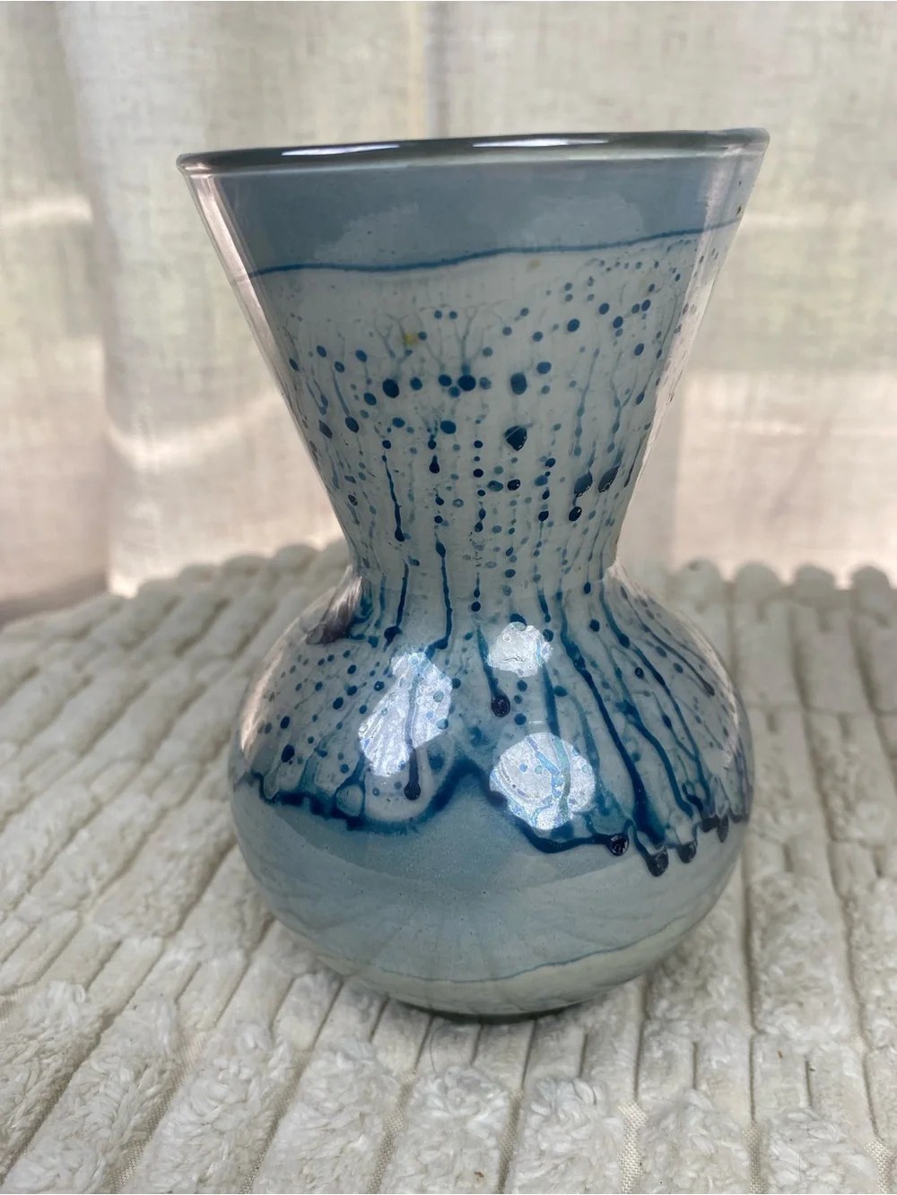 Vintage Simron (Israel) Hand Painted Art Glass Gourd Vase